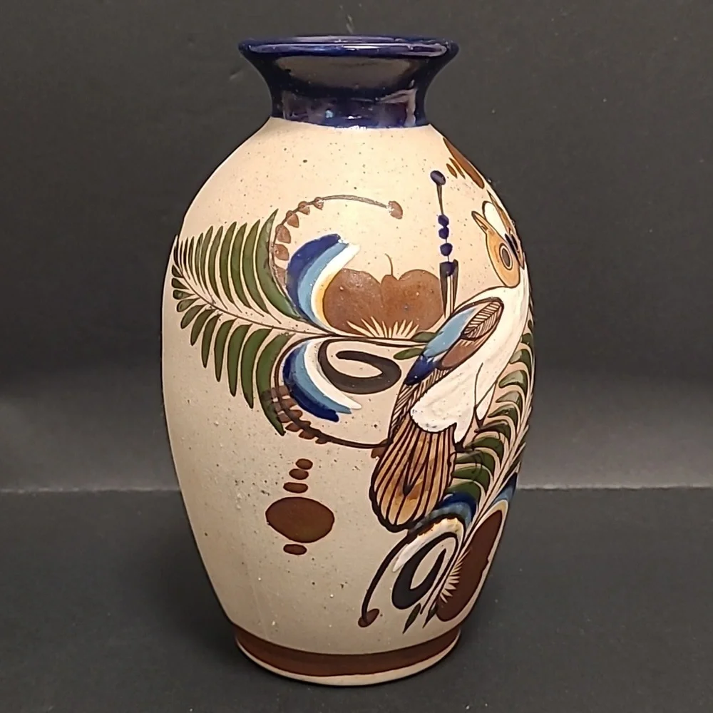 Handpainted Mexican Vase with an Adorable Owl